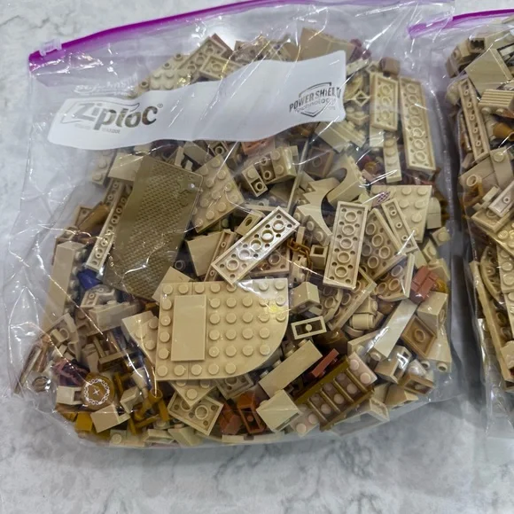 3.5lb Lego Assorted Building Blocks in Tan and Brown, clean - Picture 4 of 7